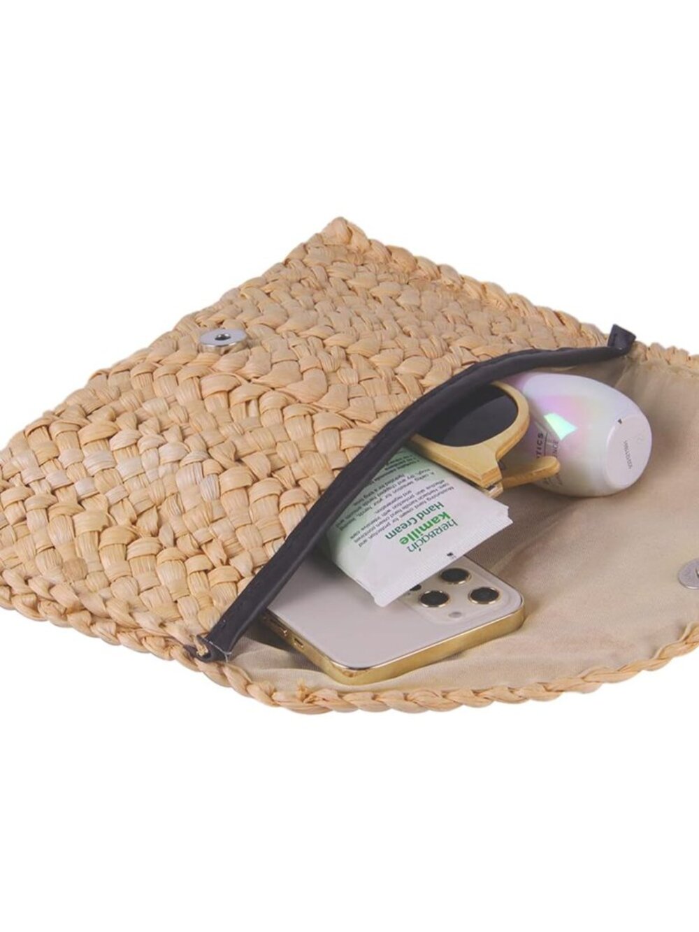 Straw Clutch Purses for Women Summer Beach Bags Envelope Woven Clutch Handbags - Picture 5 of 9